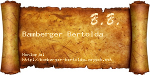 Bamberger Bertolda névjegykártya